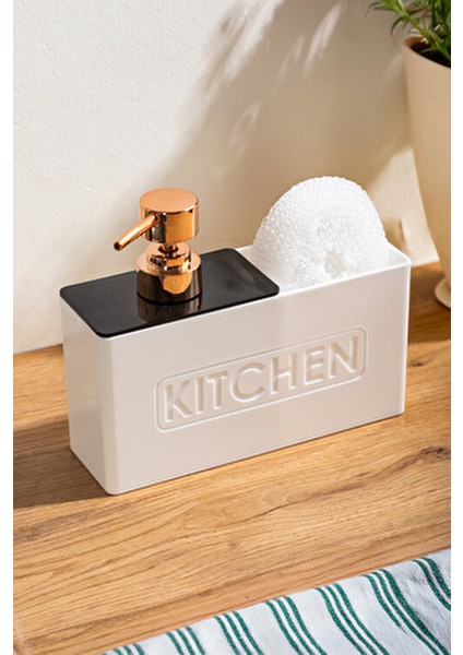 Kitchen Beyaz Sabunluk ve Sıvı Sabunluk Seti Sert Plastik Rose Renk fırsatları