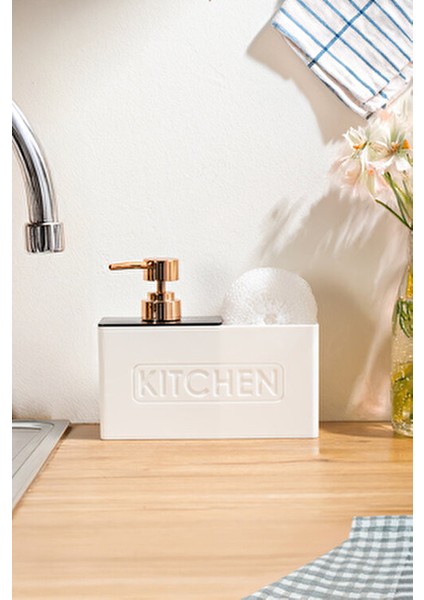 Kitchen Beyaz Sabunluk ve Sıvı Sabunluk Seti Sert Plastik Rose Renk indirimleri