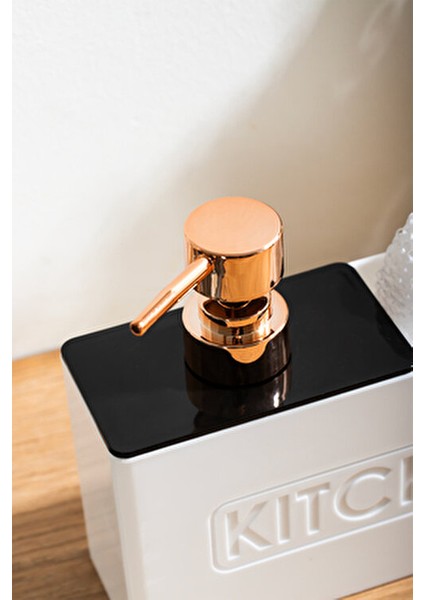 Kitchen Beyaz Sabunluk ve Sıvı Sabunluk Seti Sert Plastik Rose Renk