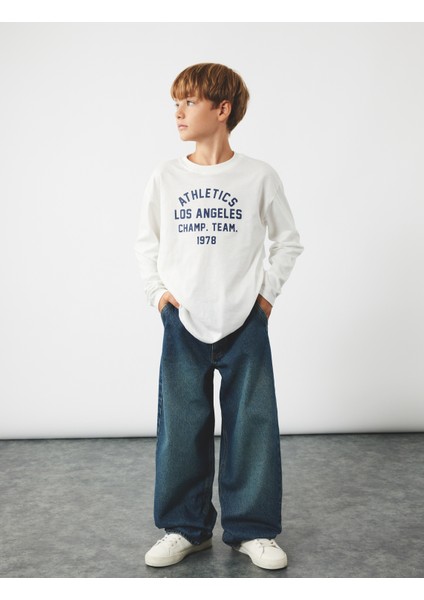 Pamuklu Geniş Paça Denim Pantolon - Loose Fit Jean