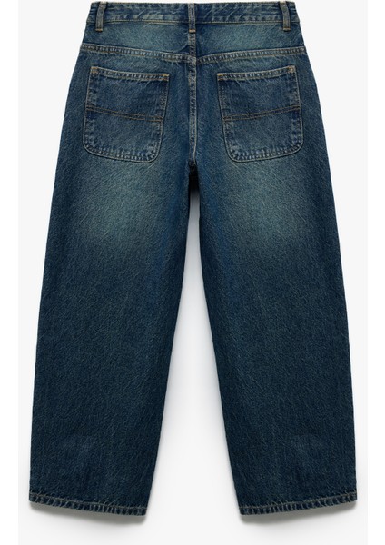Pamuklu Geniş Paça Denim Pantolon - Loose Fit Jean indirimleri
