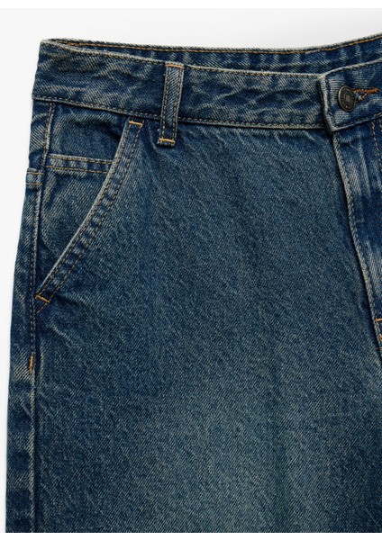Pamuklu Geniş Paça Denim Pantolon - Loose Fit Jean