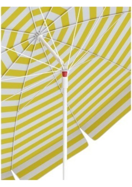 Plaj Balkon Bahçe Şemsiyesi 200 cm 10 Telli, Sarı Beyaz ve Bidon Hediyeli fiyatları