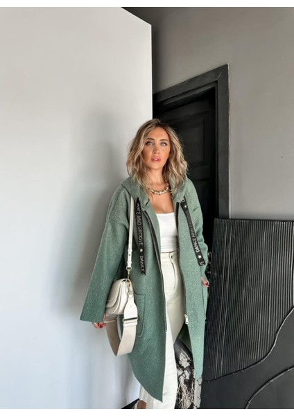 Robin Kadın Kapüşonlu Torba Cep Astarsız Hafif Buklet Kaşe Oversize Kaban modelleri