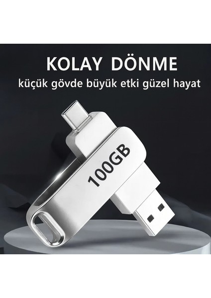 Samsung S21/S22/S23/S24/S25 Xiomi 15 Ultra ve Tüm Type-C Girişli Android Telefonlarla Uyumlu Fotograf Video Aktarım Flaş Bellek 100 GB fiyatları