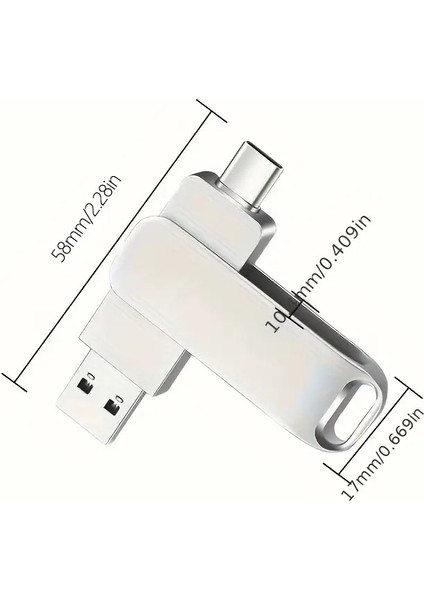 Samsung S21/S22/S23/S24/S25 Xiomi 15 Ultra ve Tüm Type-C Girişli Android Telefonlarla Uyumlu Fotograf Video Aktarım Flaş Bellek 100 GB