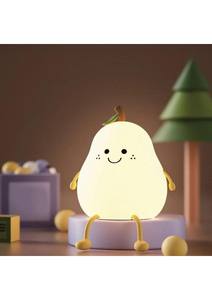 Armut Şeklinde Silikon Gece Lambası – LED Işıklı Sevimli Masa Lambası | Çocuk ve Bebek Odası Için