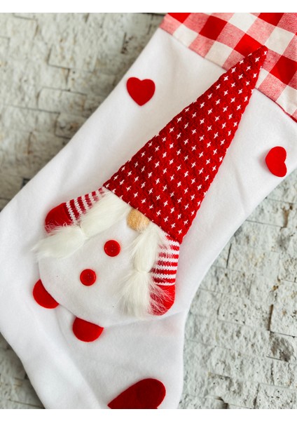Yılbaşı Dekoru Süsü Noel Hediye Çantası Çorabı Peluş Noel Çorabı Şömine Asma Noel Çorap Cüce modelleri