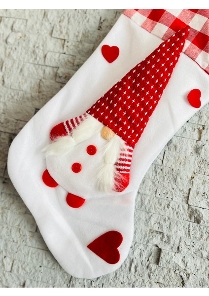 Yılbaşı Dekoru Süsü Noel Hediye Çantası Çorabı Peluş Noel Çorabı Şömine Asma Noel Çorap Cüce fırsatları