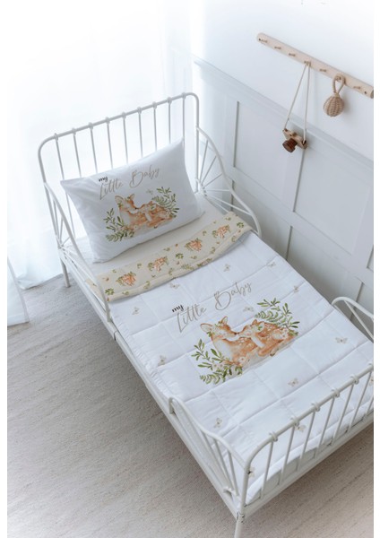 Organik Baskılı Bebek Boy (100X150) Yorgan Seti - For Baby Serisi - Mom And Baby Deer
