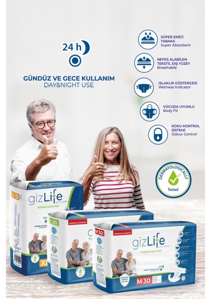 Gızlıfe Bel Bantlı Yetişkin Hasta Bezi Ekstra Büyük Boy Xl 30 Adet fiyatları