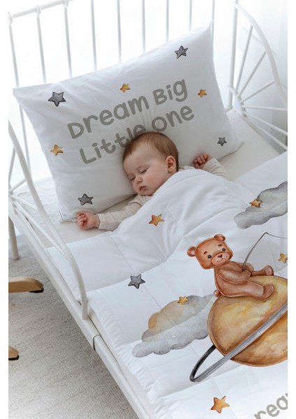 Organik Baskılı Bebek Boy (100X150) Yorgan Seti - Pure Baby Serisi - Yıldız Tutan Ayı fiyatları