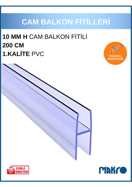 10 x 12 mm Büyük H Cam Balkon Şeffaf Fitil 200 cm