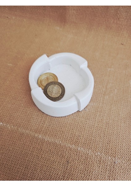 3 Lü Set Minimalist Saf Beyaz Beton Küllük, El Yapımı, Dekoratif Takı Tabağı, Sade Ofis Masaüstü Aksesuarı, Küllük