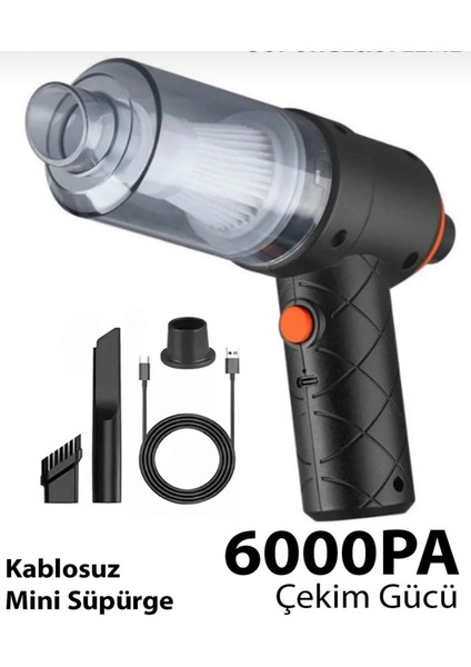 6000R Portatif Vakumlu Üflemeli Mini Araç Süpürgesi - Sıyah modelleri