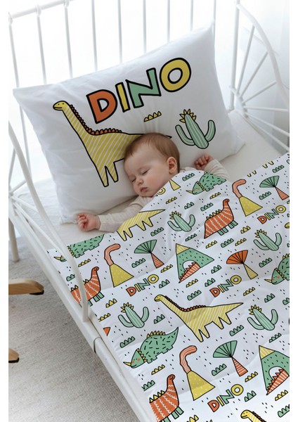 Organik Baskılı Bebek Boy (100X150) Yorgan Seti - Pure Baby Serisi - Dino ve Kaktüsler fiyatları