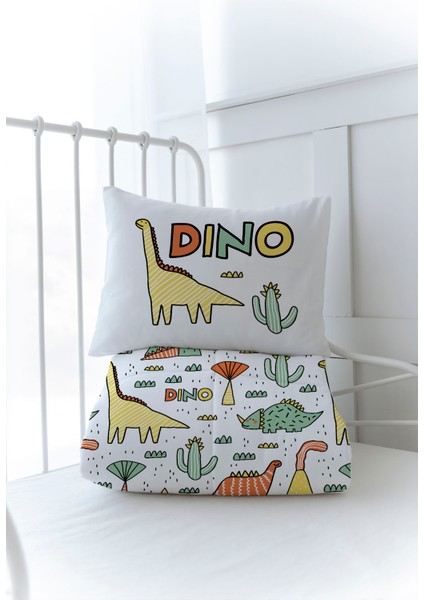 Organik Baskılı Bebek Boy (100X150) Yorgan Seti - Pure Baby Serisi - Dino ve Kaktüsler modelleri
