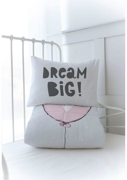 Organik Baskılı Bebek Boy (100X150) Yorgan Seti - Pure Baby Serisi - Pembe Kalpli Balon modelleri