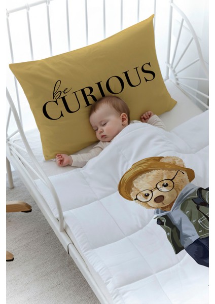Organik Baskılı Bebek Boy (100X150) Yorgan Seti - Pure Baby Serisi - Gözlüklü Ayıcık fiyatları