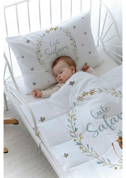 Organik Baskılı Bebek Boy (100X150) Yorgan Seti - For Baby Serisi - Aslanlı Çember fiyatları