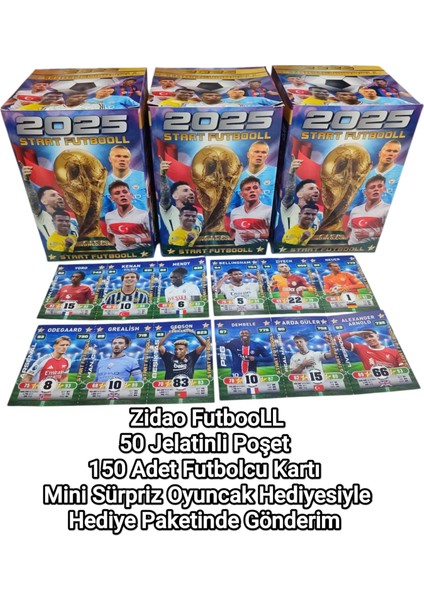 Start Futbol 50 Jelatinli Poşet - 150 Adet Futbolcu Kartı + Mini Oyuncak ve Şeker Hediye Oyun Kağıtları fiyatları