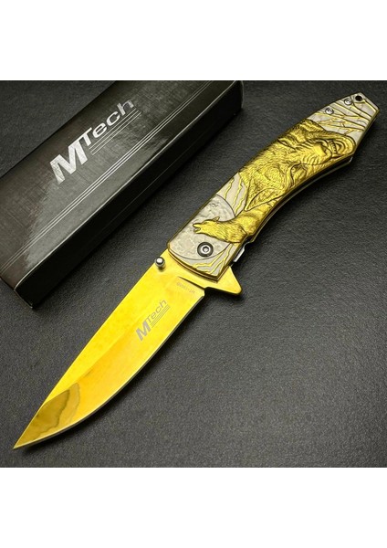 MT-1005B Kurt Işlemeli Gold Otomatik Kamp Çakısı