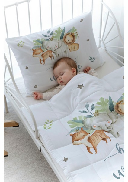 Organik Baskılı Bebek Boy (100X150) Yorgan Seti - For Baby Serisi - Safari Animals fiyatları