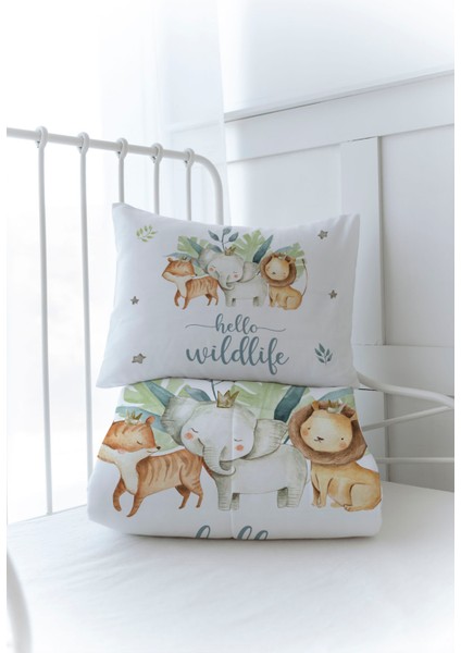Organik Baskılı Bebek Boy (100X150) Yorgan Seti - For Baby Serisi - Safari Animals modelleri