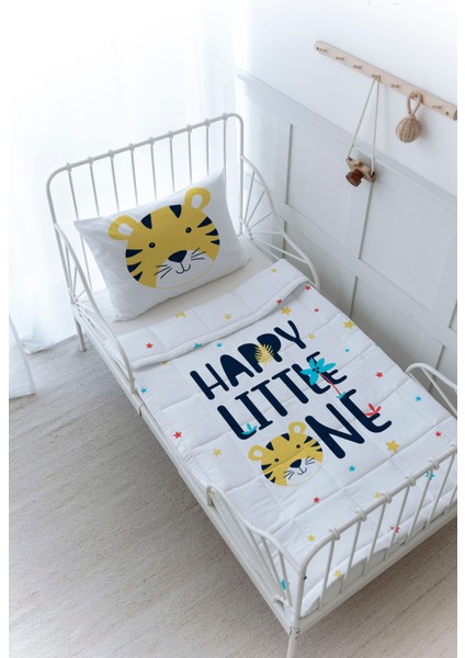 Organik Baskılı Bebek Boy (100X150) Yorgan Seti - Pure Baby Serisi - Happy Lion