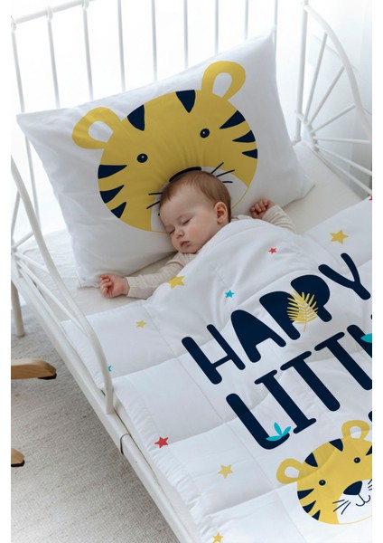 Organik Baskılı Bebek Boy (100X150) Yorgan Seti - Pure Baby Serisi - Happy Lion fiyatları