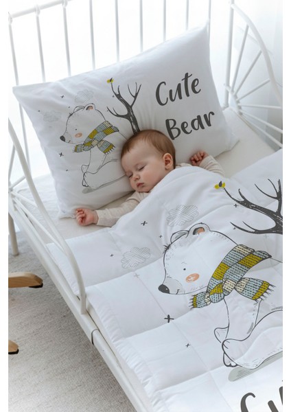 Organik Baskılı Bebek Boy (100X150) Yorgan Seti - For Baby Serisi - Atkılı Kutup Ayısı fiyatları
