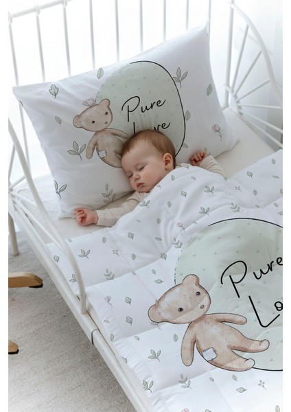 Organik Baskılı Bebek Boy (100X150) Yorgan Seti - For Baby Serisi - Retro Oyuncak Ayı fiyatları