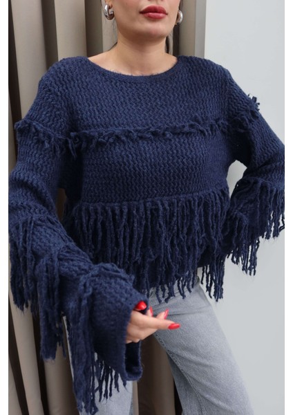 Saçaklı Salaş Örme Triko Kazak modelleri