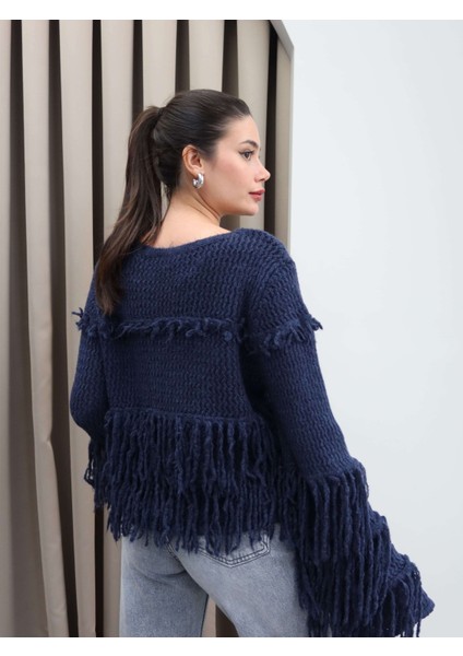 Saçaklı Salaş Örme Triko Kazak indirimleri