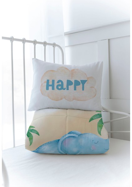 Organik Baskılı Bebek Boy (100X150) Yorgan Seti - Pure Baby Serisi - Sevimli Fil modelleri