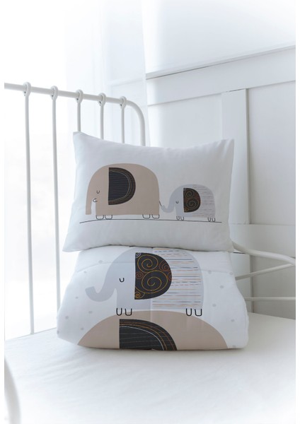 Organik Baskılı Bebek Boy (100X150) Yorgan Seti - Pure Baby Serisi - Filler ve Evler modelleri