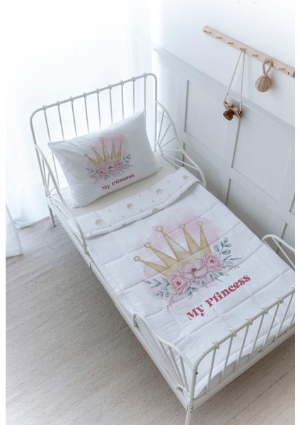 Organik Baskılı Bebek Boy (100X150) Yorgan Seti - For Baby Serisi - Little Princess