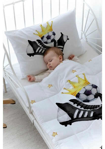 Organik Baskılı Bebek Boy (100X150) Yorgan Seti - For Baby Serisi - Siyah - Beyaz fiyatları