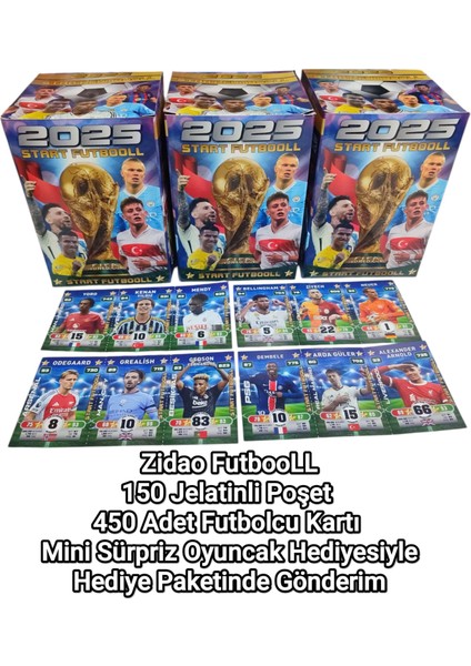 Start Futbol 150 Jelatinli Poşet - 450 Futbolcu Kartı + Mini Sürpriz Oyuncak ve Şeker Hediyesi Oyun Kağıtları fiyatları