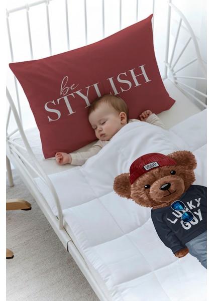 Organik Baskılı Bebek Boy (100X150) Yorgan Seti - Pure Baby Serisi - Sportmen Ayıcık fiyatları