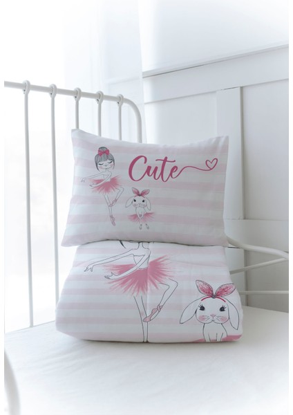 Organik Baskılı Bebek Boy (100X150) Yorgan Seti - For Baby Serisi - Balerin ve Tavşan ve Kız modelleri