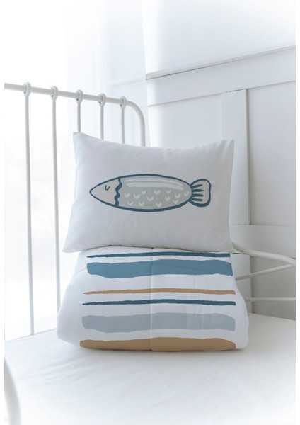 Organik Baskılı Bebek Boy (100X150) Yorgan Seti - Pure Baby Serisi - Baby Fish modelleri