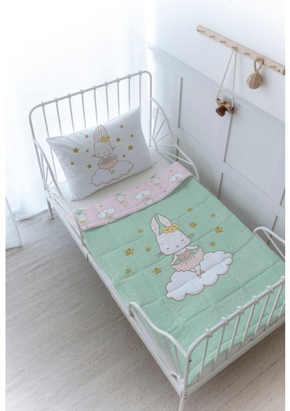 Organik Baskılı Bebek Boy (100X150) Yorgan Seti - For Baby Serisi - Balerin Tavşan