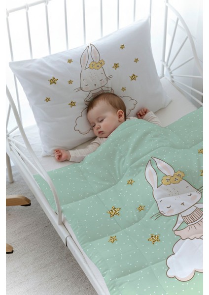 Organik Baskılı Bebek Boy (100X150) Yorgan Seti - For Baby Serisi - Balerin Tavşan fiyatları