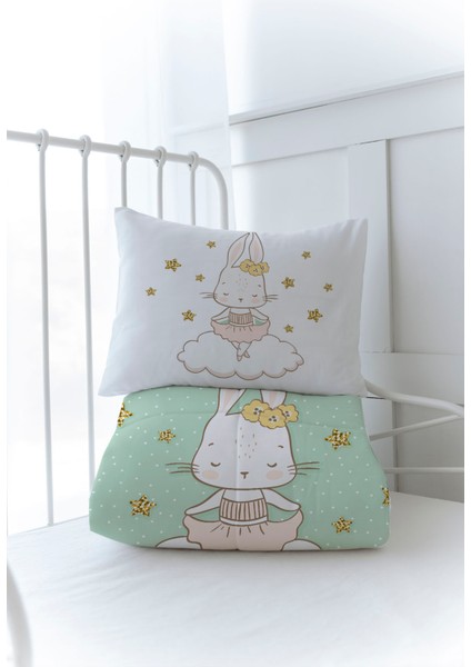 Organik Baskılı Bebek Boy (100X150) Yorgan Seti - For Baby Serisi - Balerin Tavşan modelleri