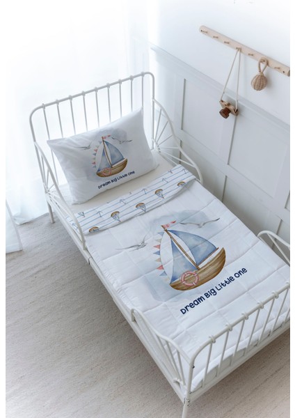 Organik Baskılı Bebek Boy (100X150) Yorgan Seti - For Baby Serisi - Little Sailor