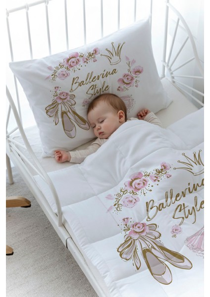 Organik Baskılı Bebek Boy (100X150) Yorgan Seti - For Baby Serisi - Altın Bale Kıyafetleri fiyatları