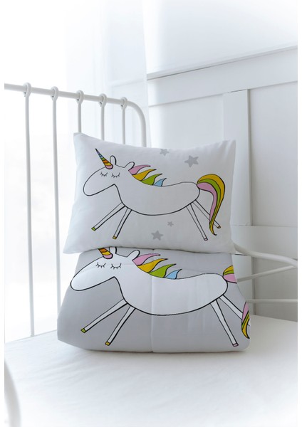 Organik Baskılı Bebek Boy (100X150) Yorgan Seti - Pure Baby Serisi - Doodle Unicorn modelleri