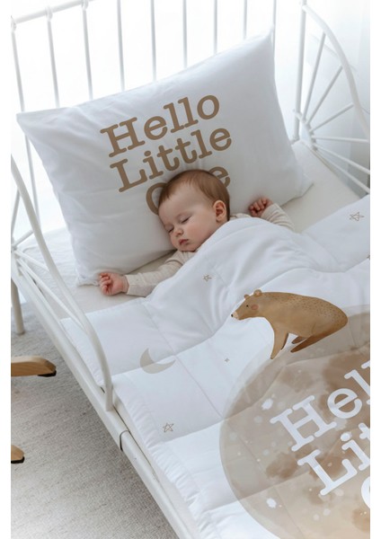 Organik Baskılı Bebek Boy (100X150) Yorgan Seti - Pure Baby Serisi - Hello Bear fiyatları