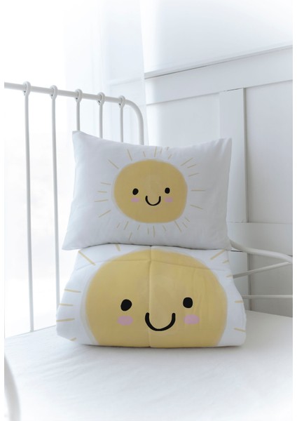 Organik Baskılı Bebek Boy (100X150) Yorgan Seti - Pure Baby Serisi - Gülen Güneş modelleri